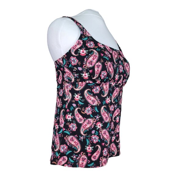 Lands End Tankini Swim Top Size 12 Square Neck Underwire Bra Swimsuit $78 - Picture 2 of 12